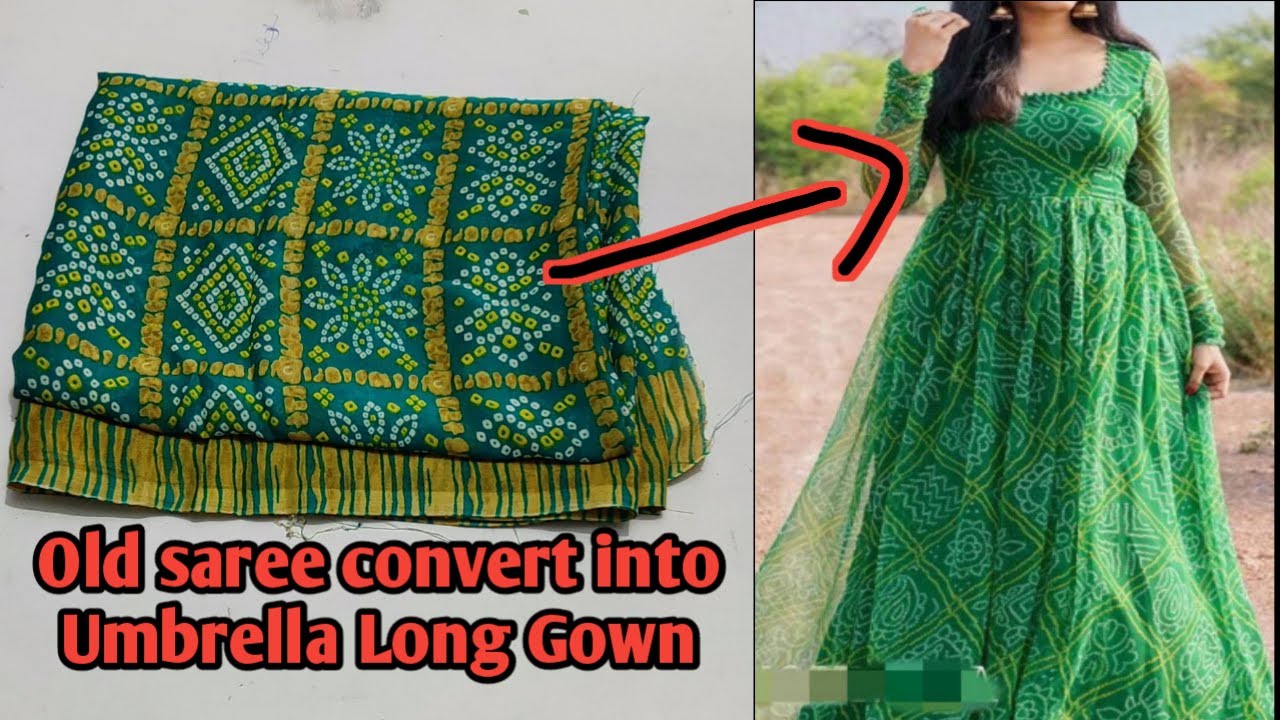 Anarkali dress cutting & stitching for beginners | 16 layers | Convert  saree into long gown/frock - YouTube